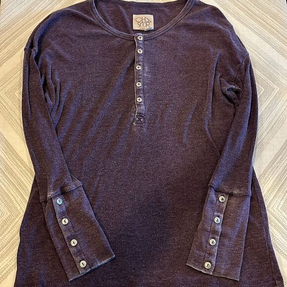 Chaser Women’s Ribbed Top Button Down Ribbed Long Sleeve Top - Picture 1 of 7